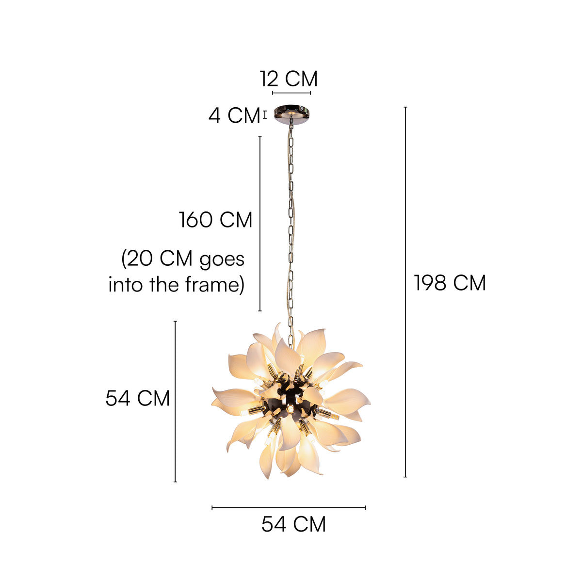 Ocean Lily (Chrome, White) Ceramic Chandelier