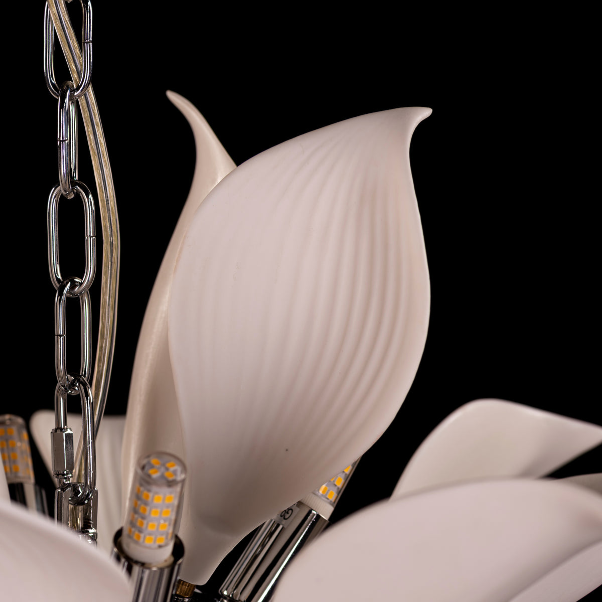 Ocean Lily (Chrome, White) Ceramic Chandelier