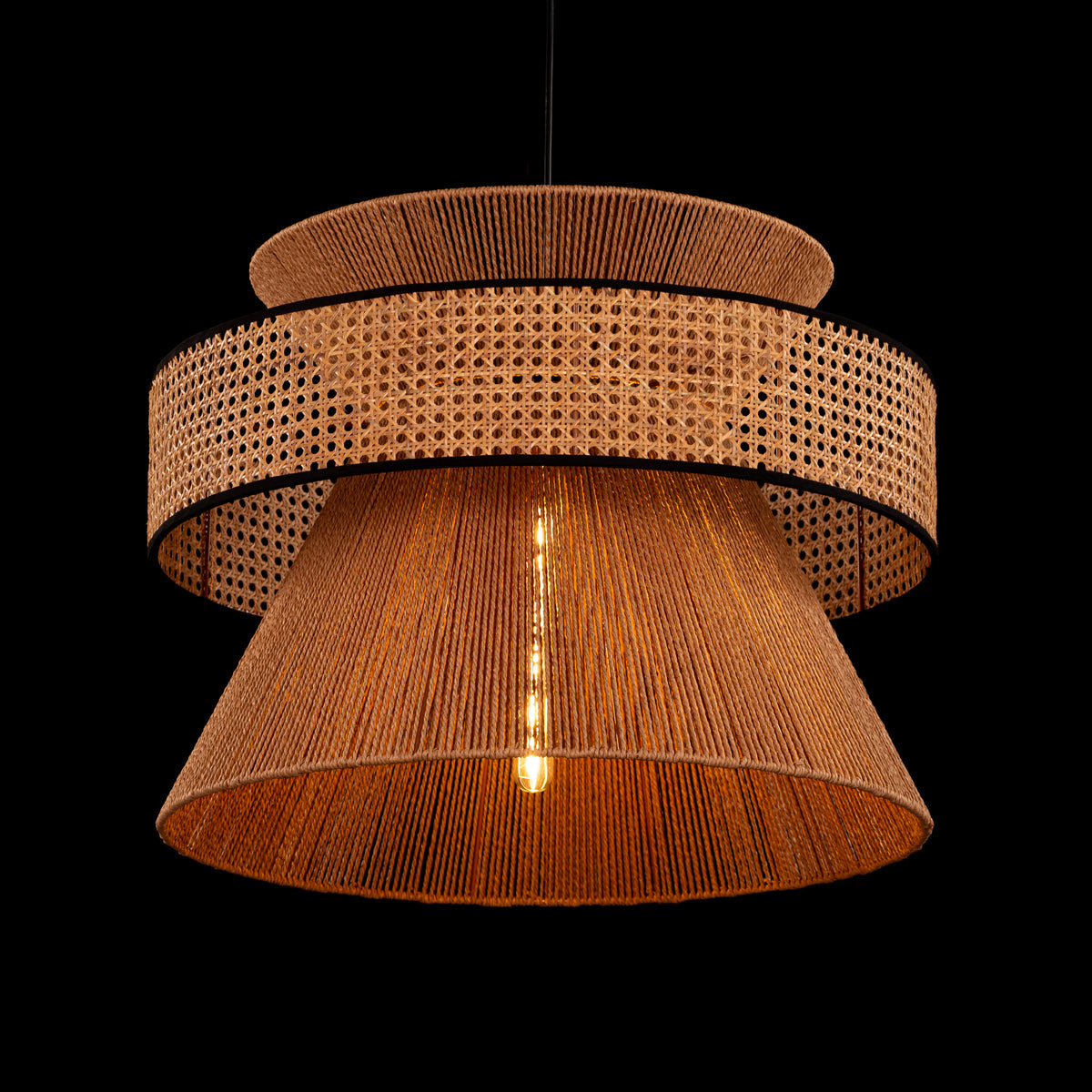 Mykonos Beam (Brown) Rattan Chandelier