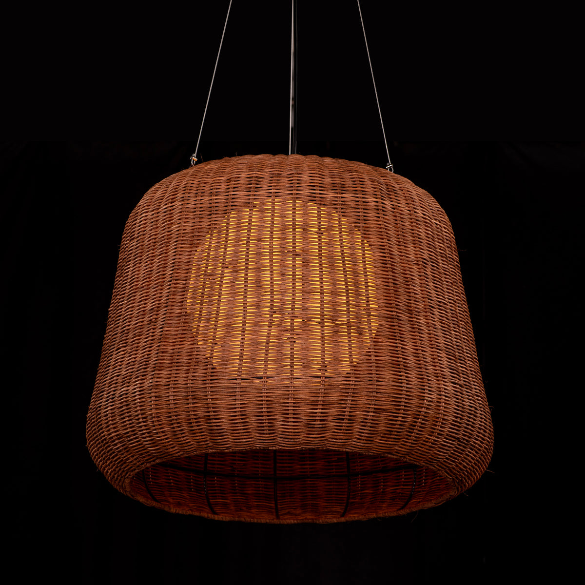 Sandswept Lantern (Black, Beige) Rattan Chandelier