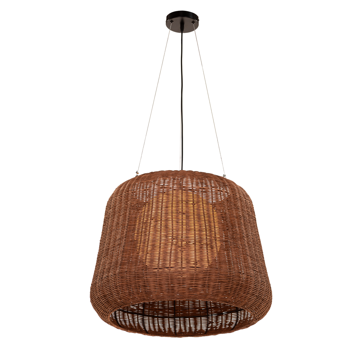 Sandswept Lantern (Black, Beige) Rattan Chandelier