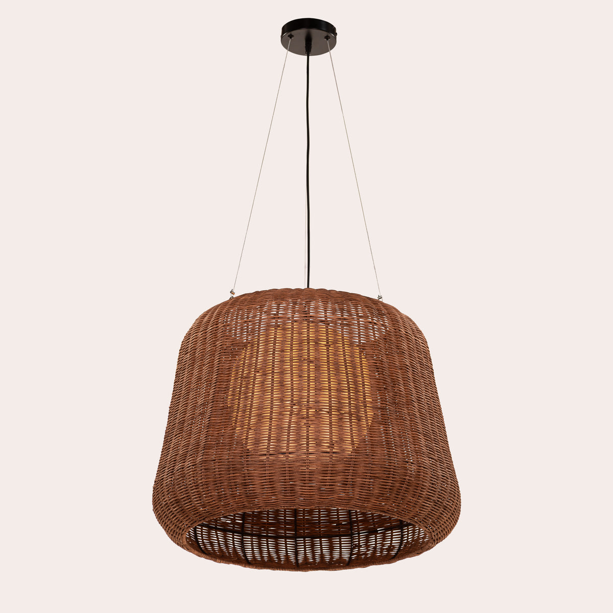 Sandswept Lantern (Black, Beige) Rattan Chandelier