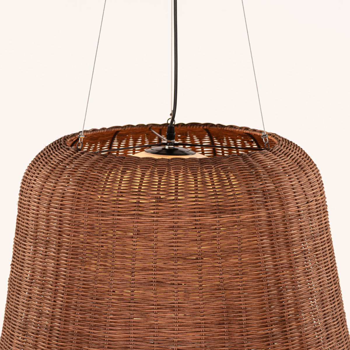 Sandswept Lantern (Black, Beige) Rattan Chandelier