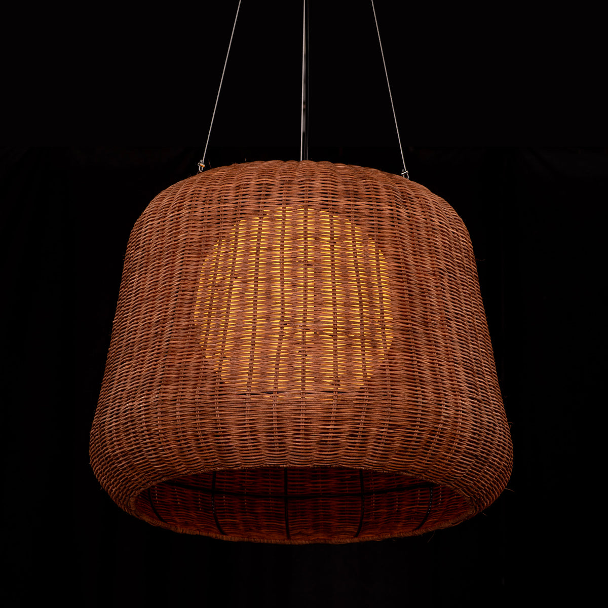 Sandswept Lantern (Black, Beige) Rattan Chandelier