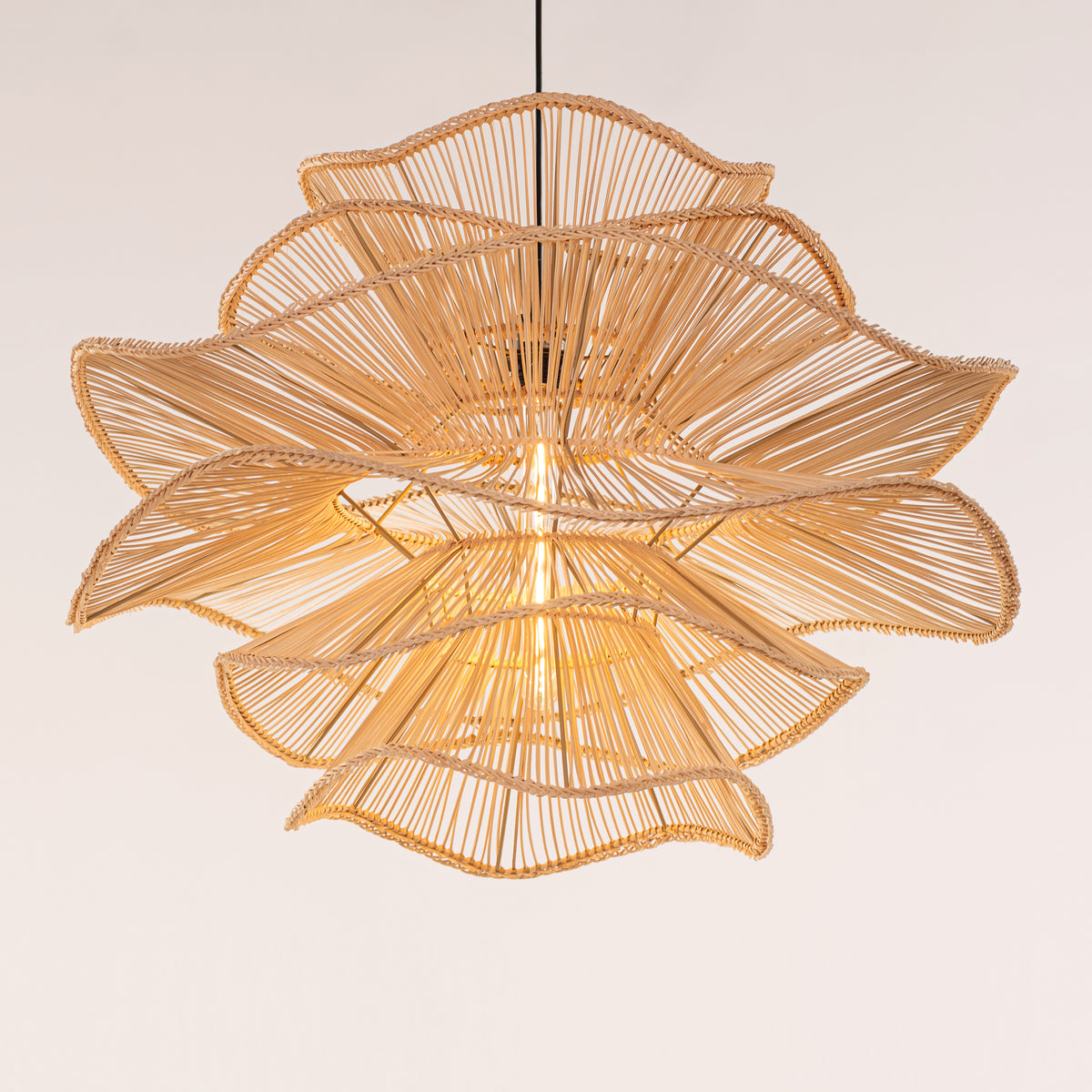 Seashell Whisper (Beige) Rattan Chandelier