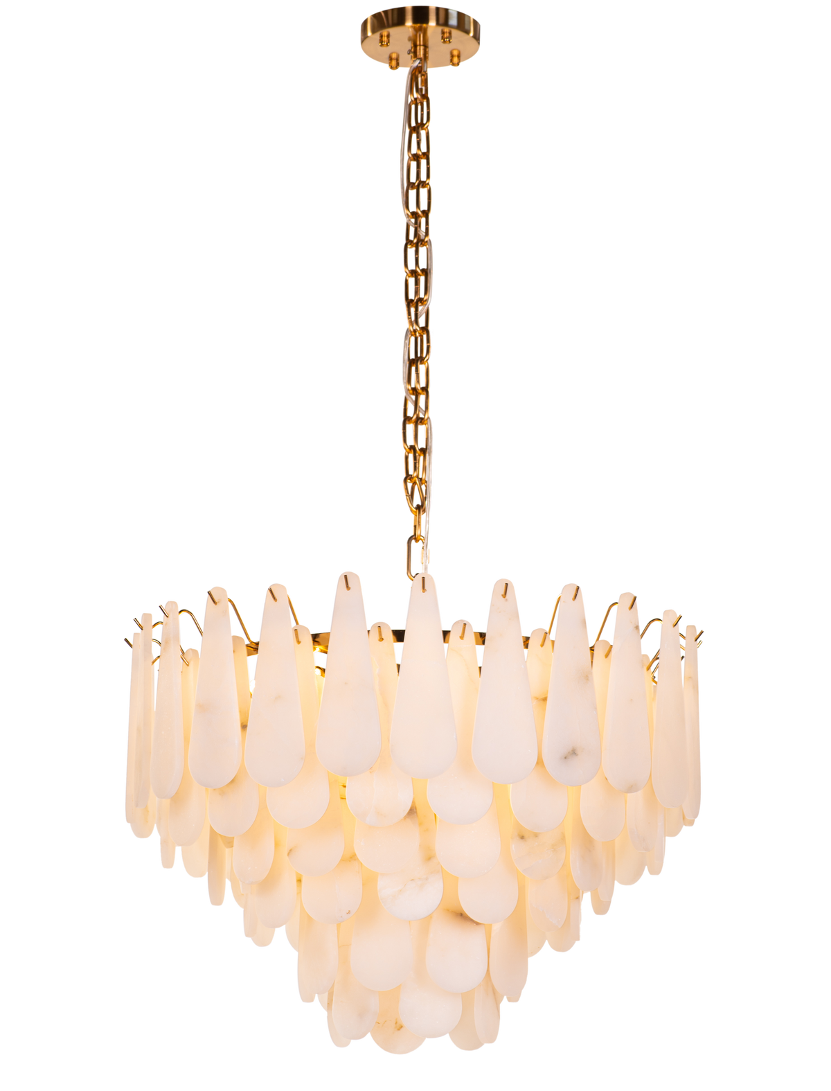 Ivory Cascade (Gold, White) Alabaster Chandelier