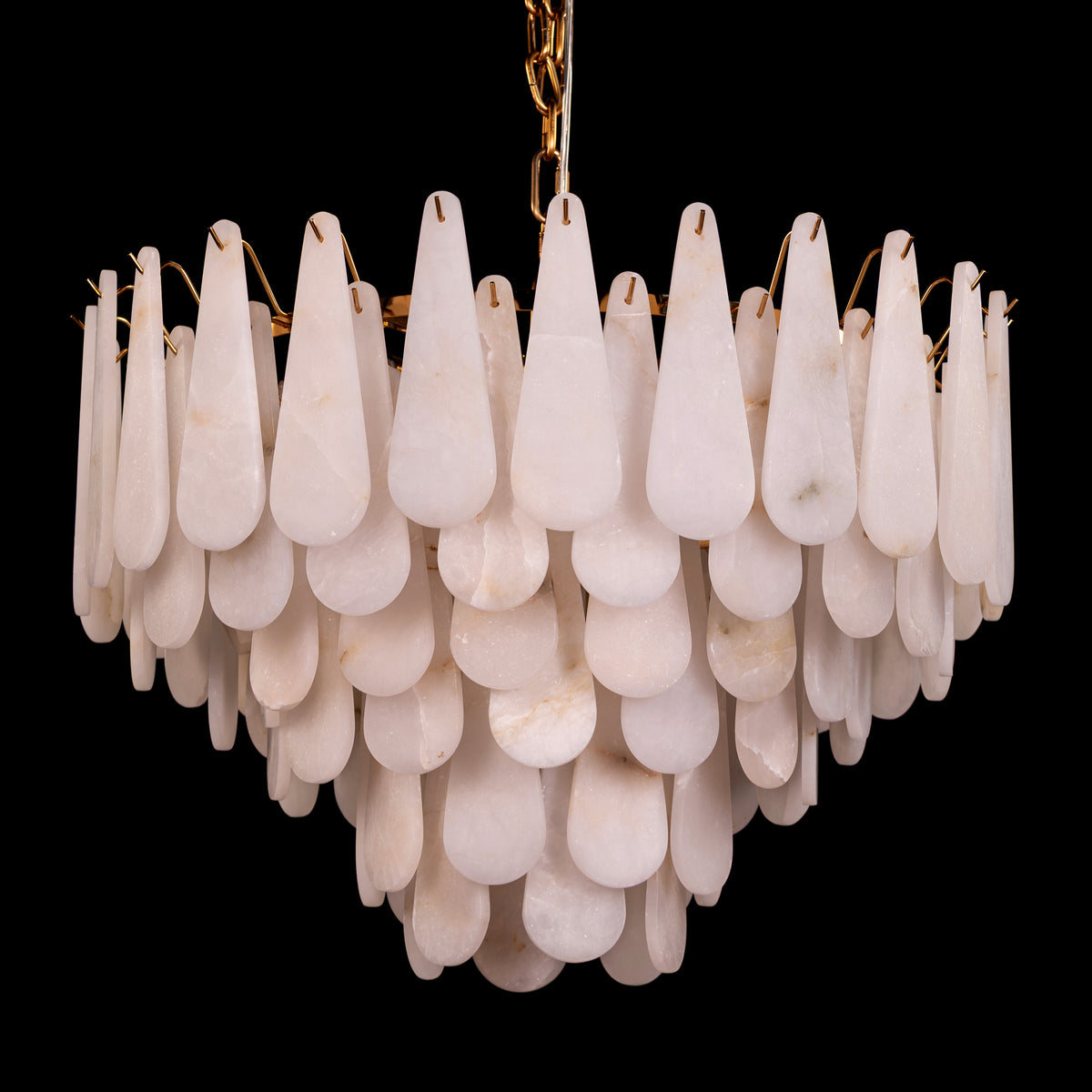 Ivory Cascade (Gold, White) Alabaster Chandelier