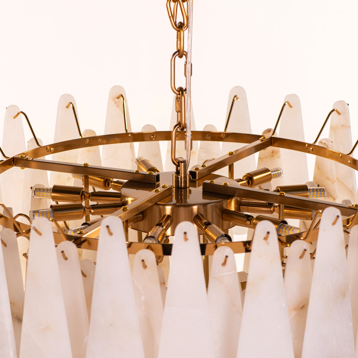 Ivory Cascade (Gold, White) Alabaster Chandelier