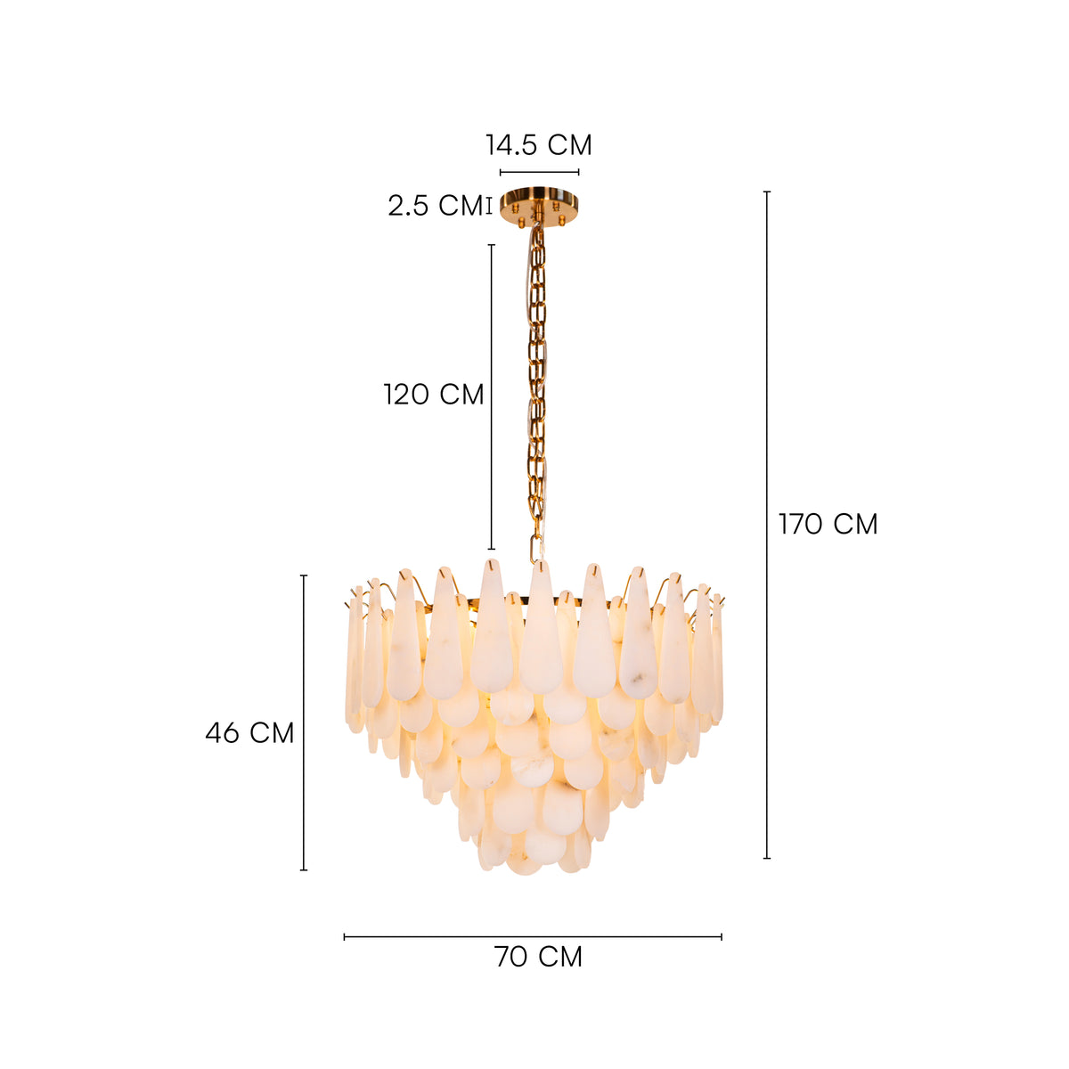 Ivory Cascade (Gold, White) Alabaster Chandelier