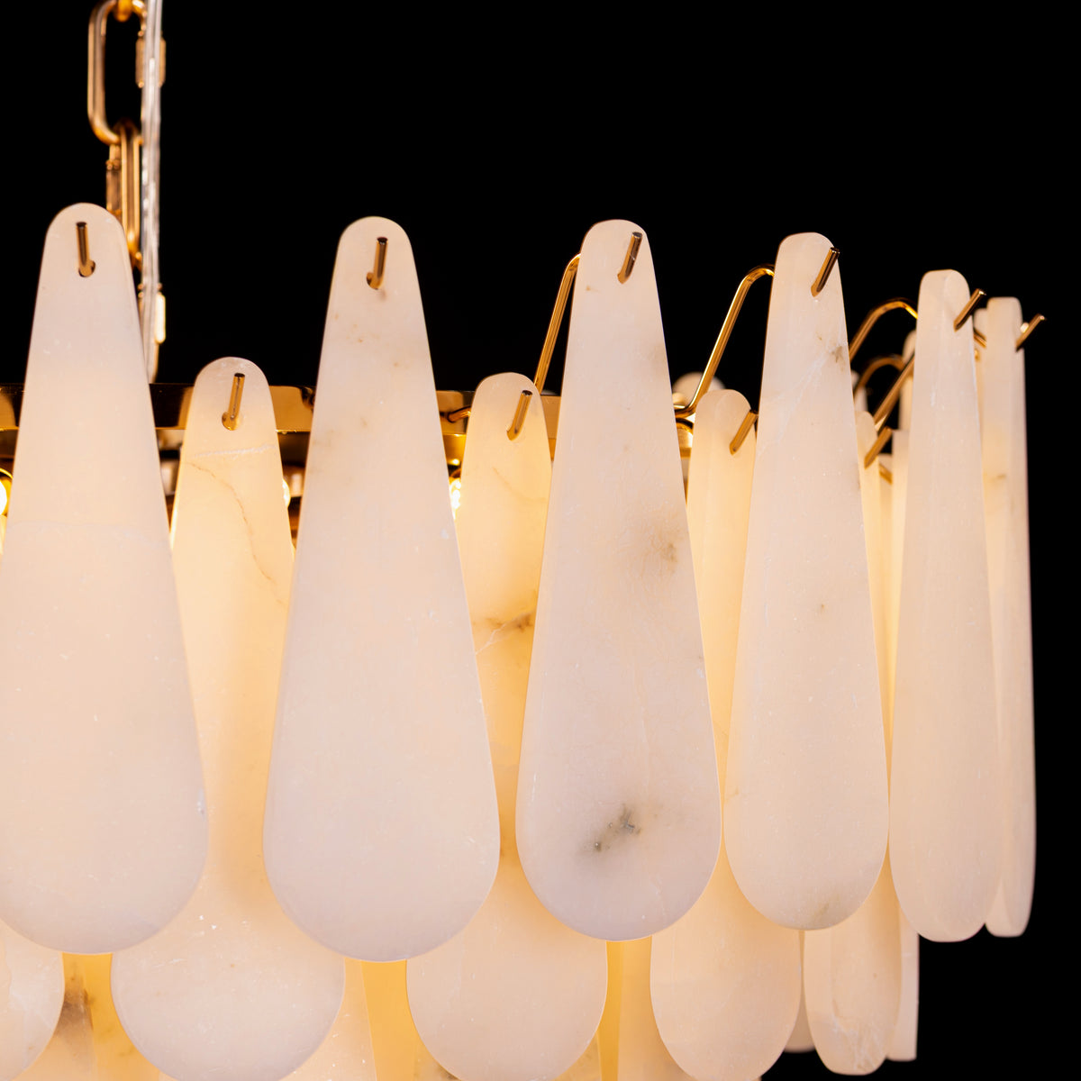 Ivory Cascade (Gold, White) Alabaster Chandelier