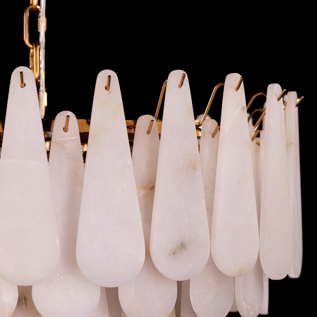 Ivory Cascade (Gold, White) Alabaster Chandelier