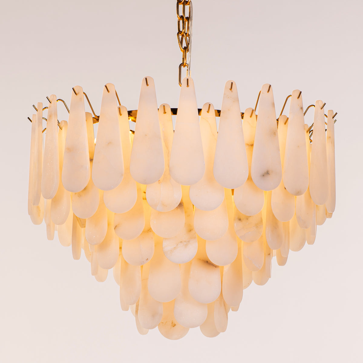 Ivory Cascade (Gold, White) Alabaster Chandelier