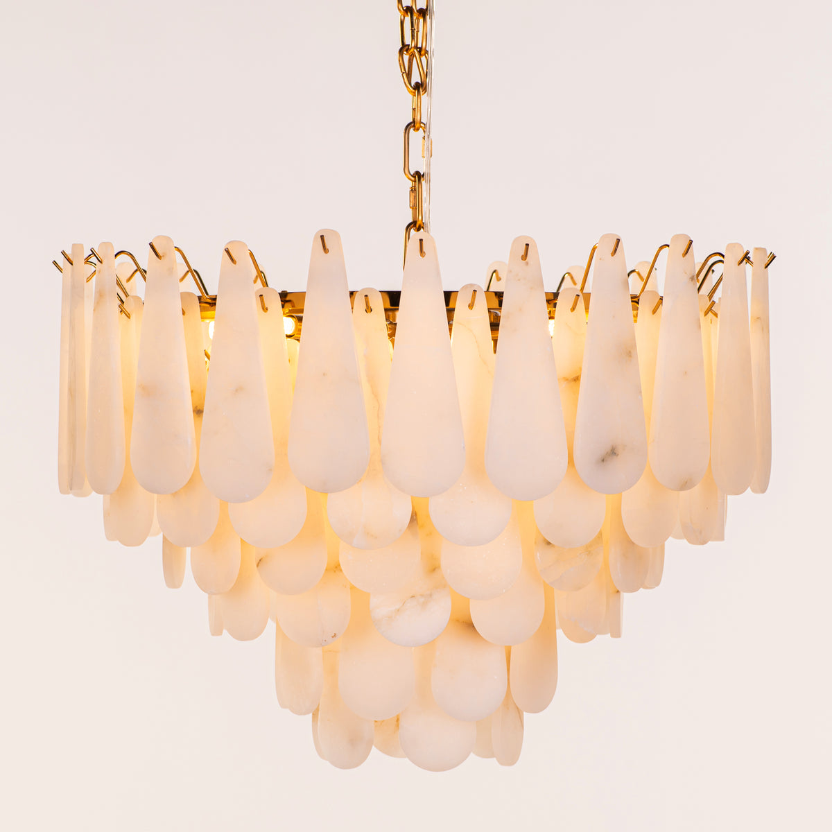 Ivory Cascade (Gold, White) Alabaster Chandelier