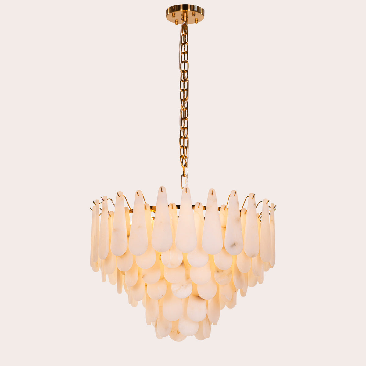 Ivory Cascade (Gold, White) Alabaster Chandelier