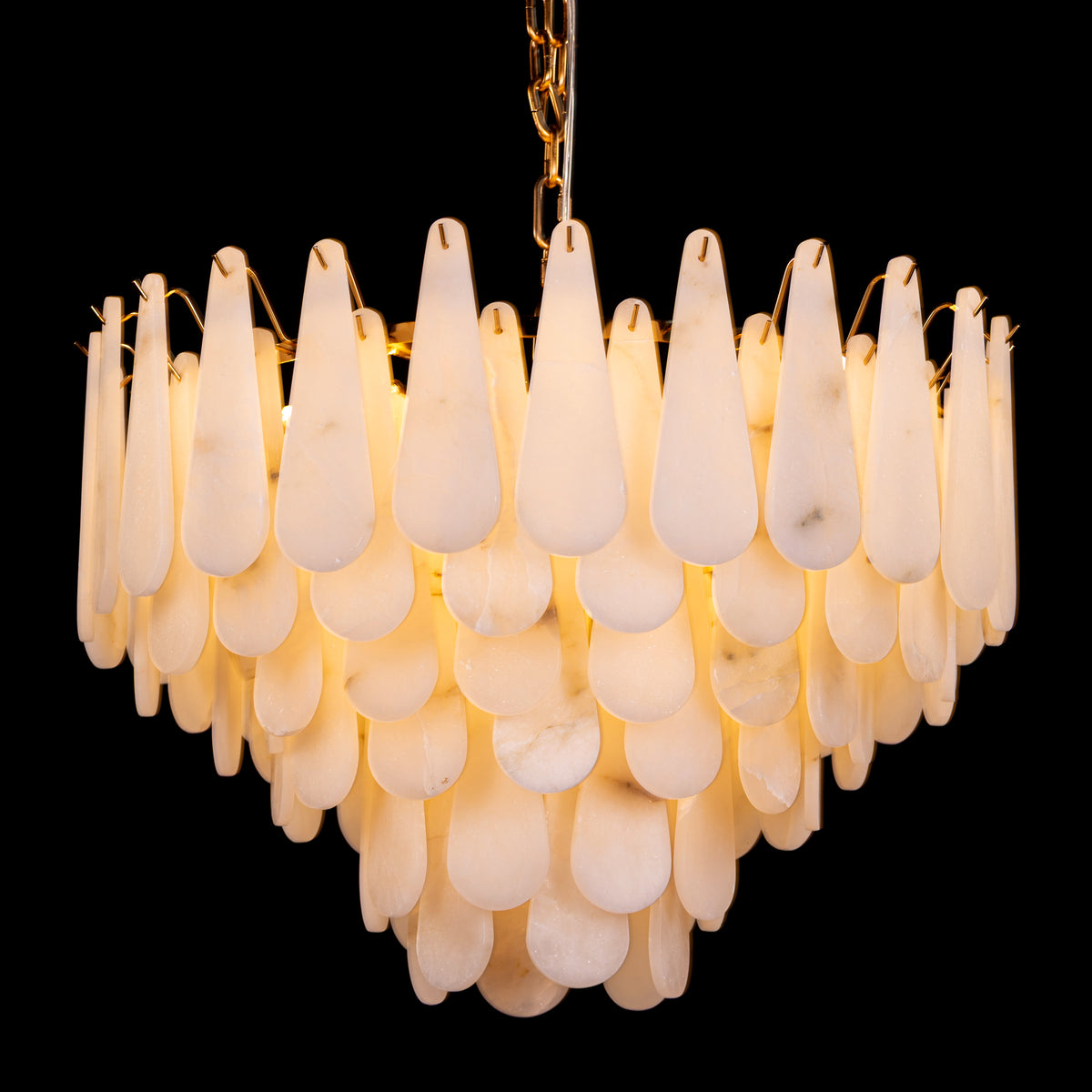 Ivory Cascade (Gold, White) Alabaster Chandelier