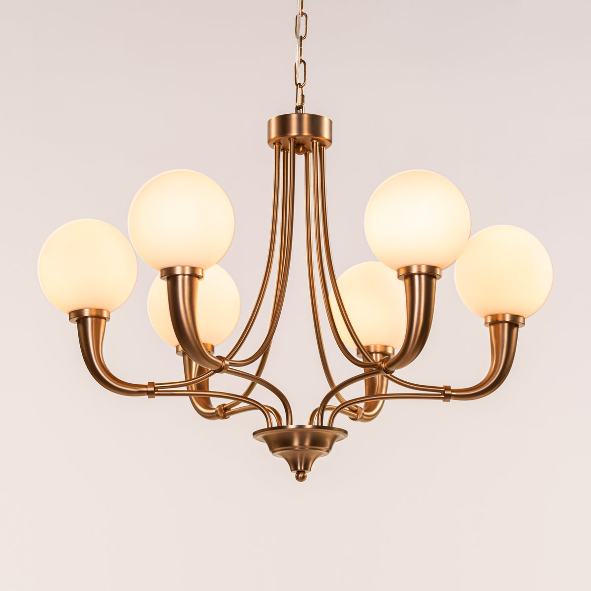 Kenswick (Gold, White) Frosted Glass Chandelier