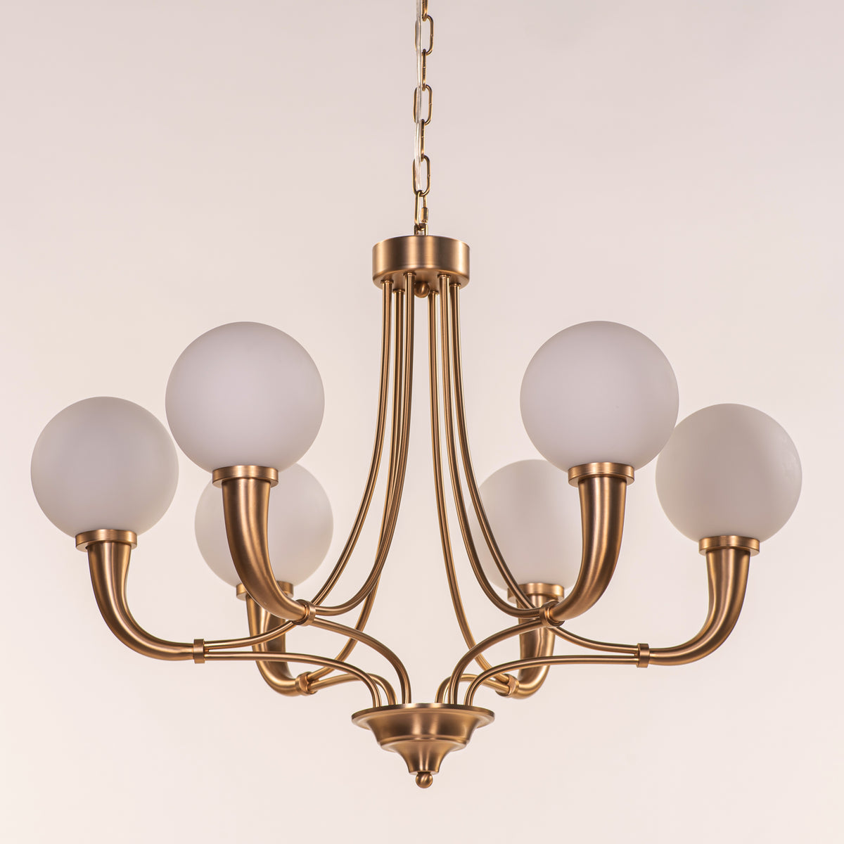 Kenswick (Gold, White) Frosted Glass Chandelier