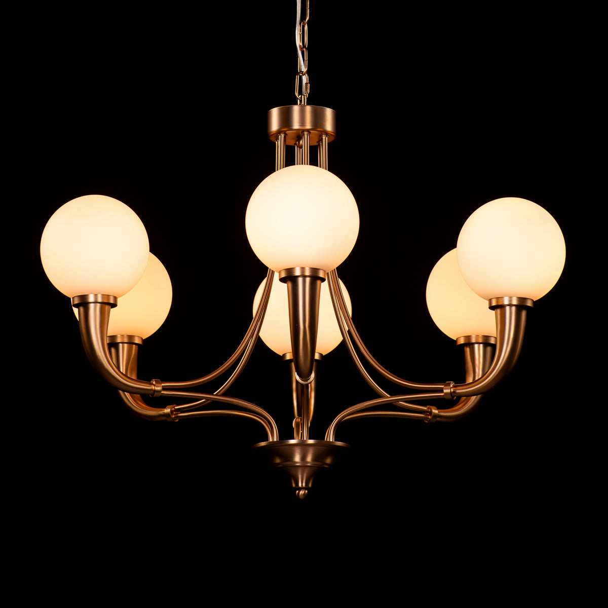 Kenswick (Gold, White) Frosted Glass Chandelier