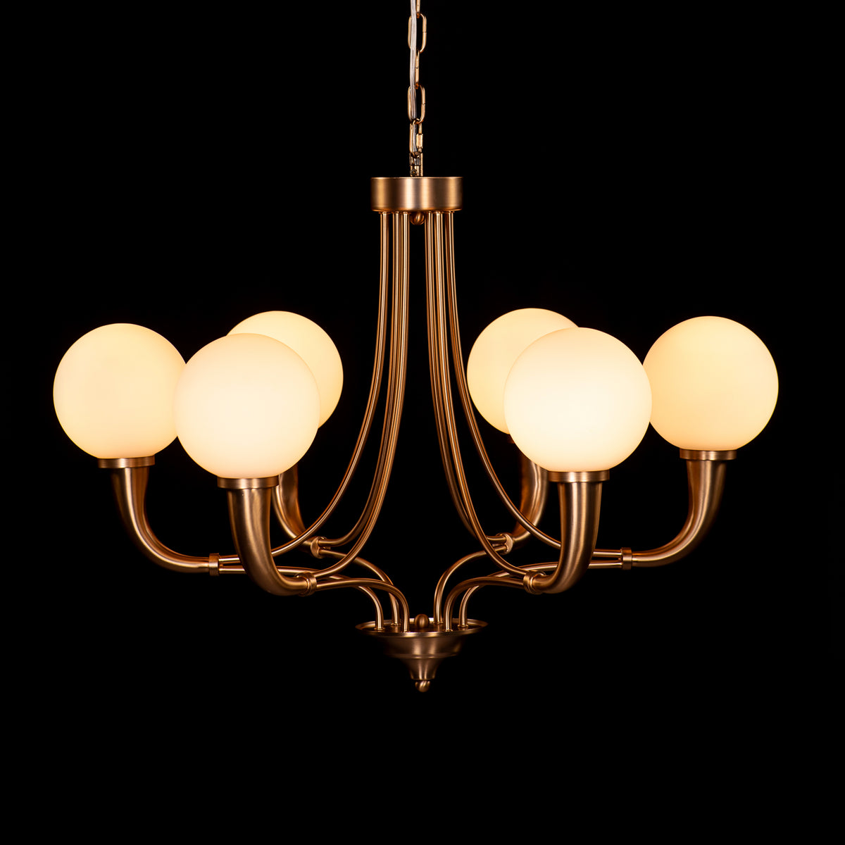 Kenswick (Gold, White) Frosted Glass Chandelier