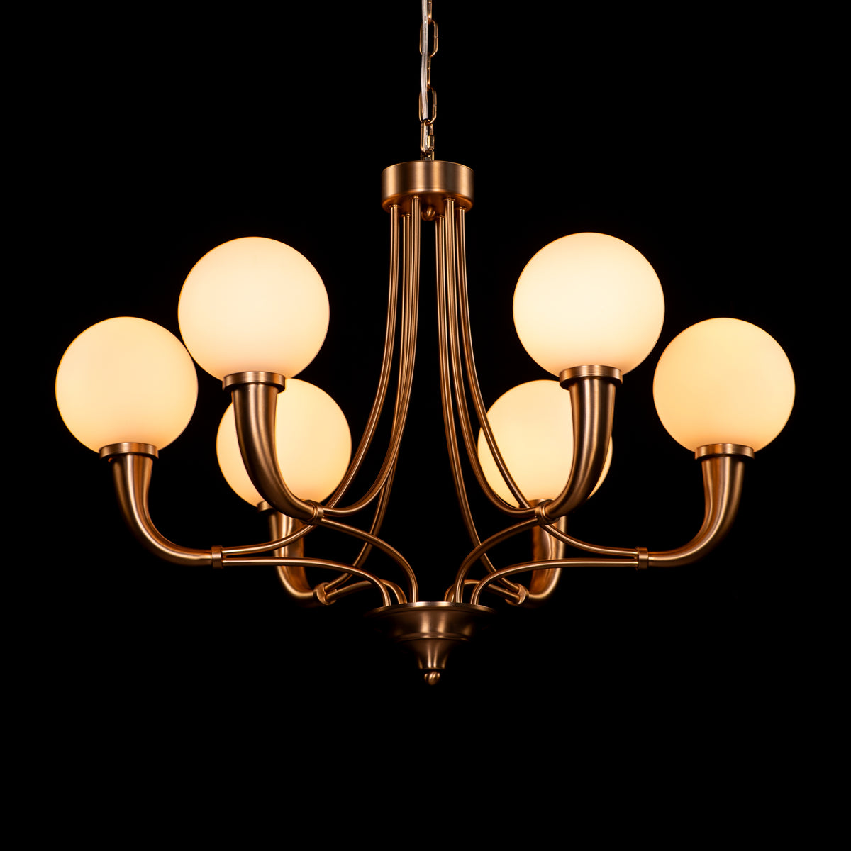 Kenswick (Gold, White) Frosted Glass Chandelier