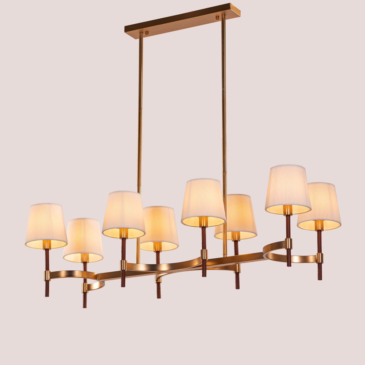 Mayfair Mews (Gold, White) Faux Leather Chandelier