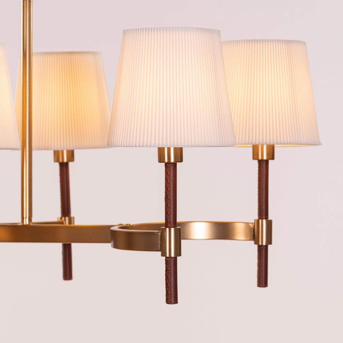Mayfair Mews (Gold, White) Faux Leather Chandelier