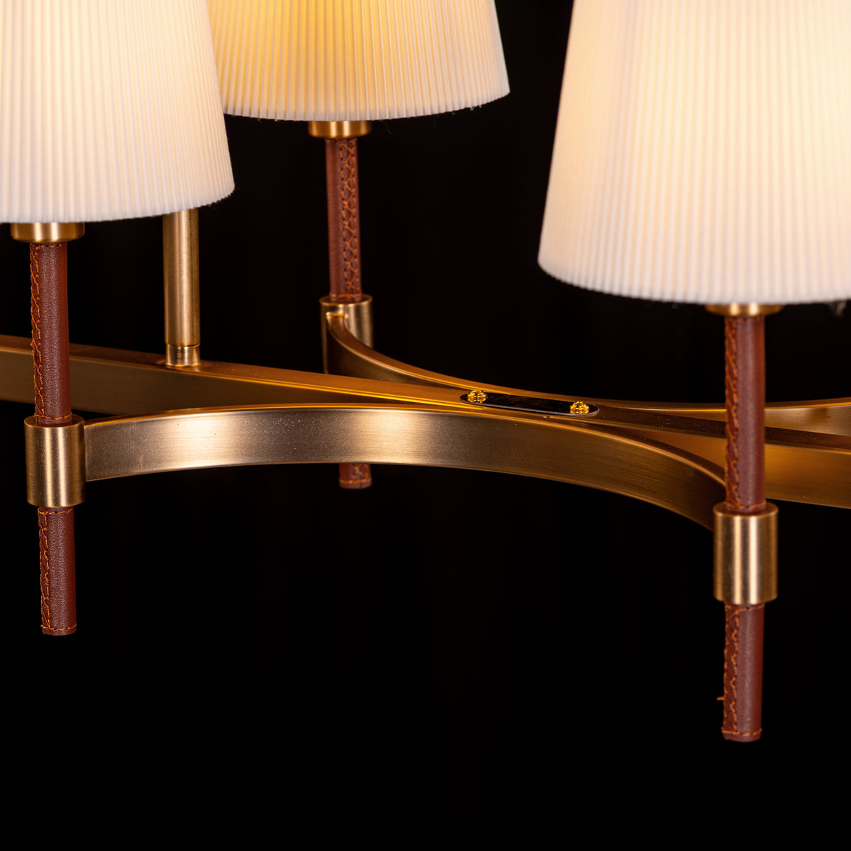 Mayfair Mews (Gold, White) Faux Leather Chandelier