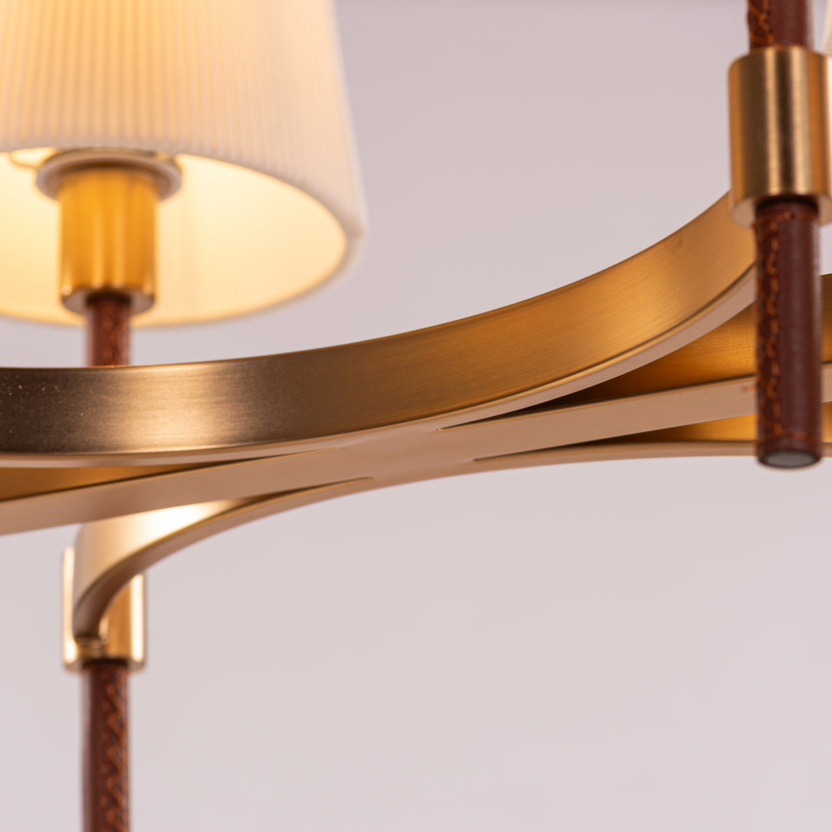 Mayfair Mews (Gold, White) Faux Leather Chandelier