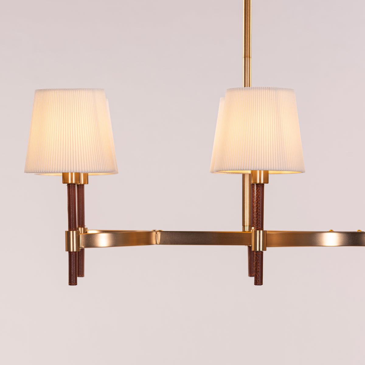 Mayfair Mews (Gold, White) Faux Leather Chandelier