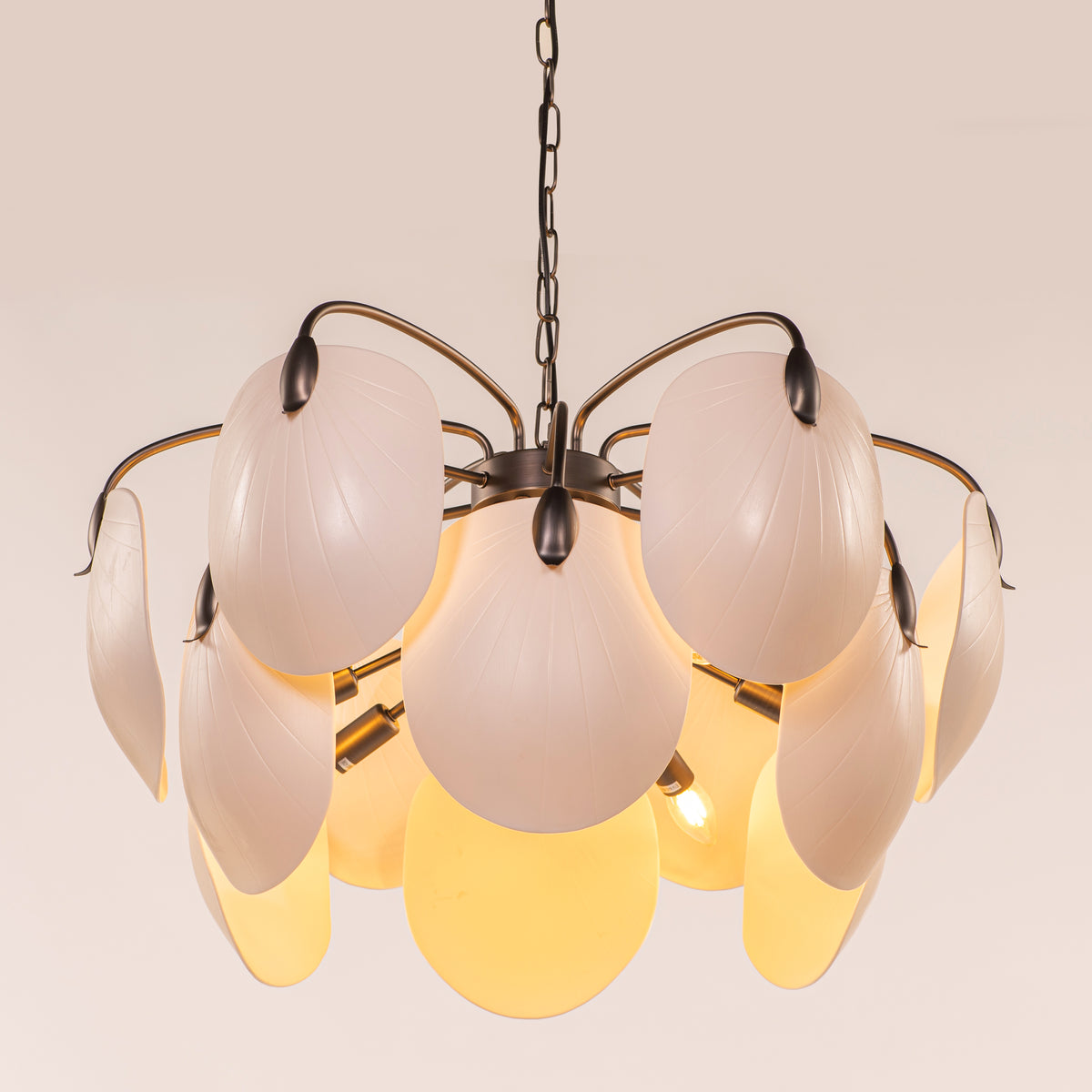 Petaline (Round, Brown, White) Ceramic Chandelier