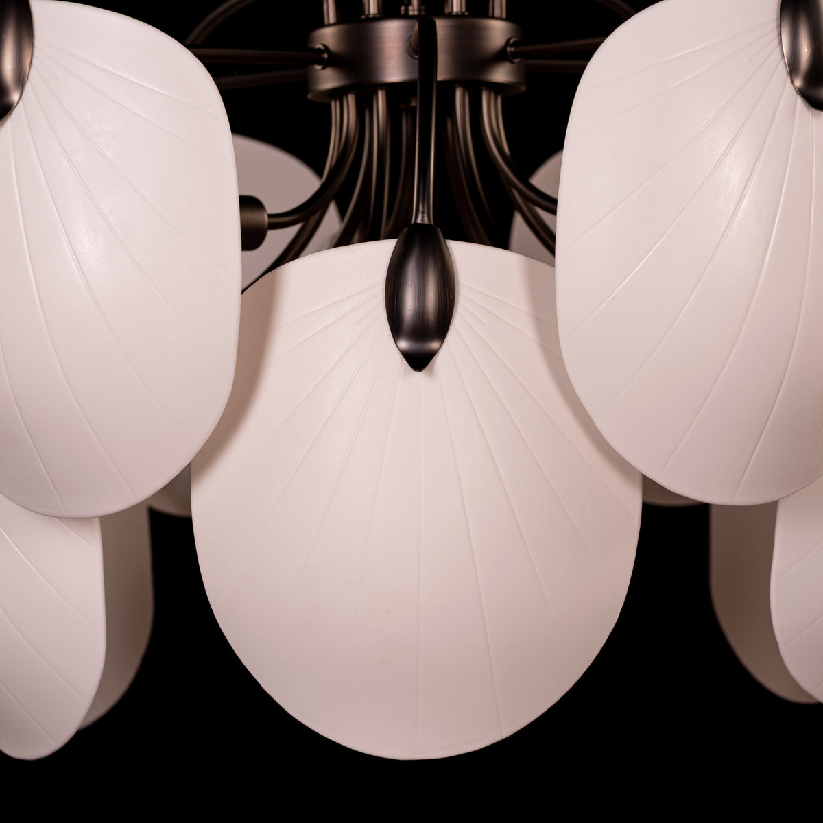 Petaline (Round, Brown, White) Ceramic Chandelier