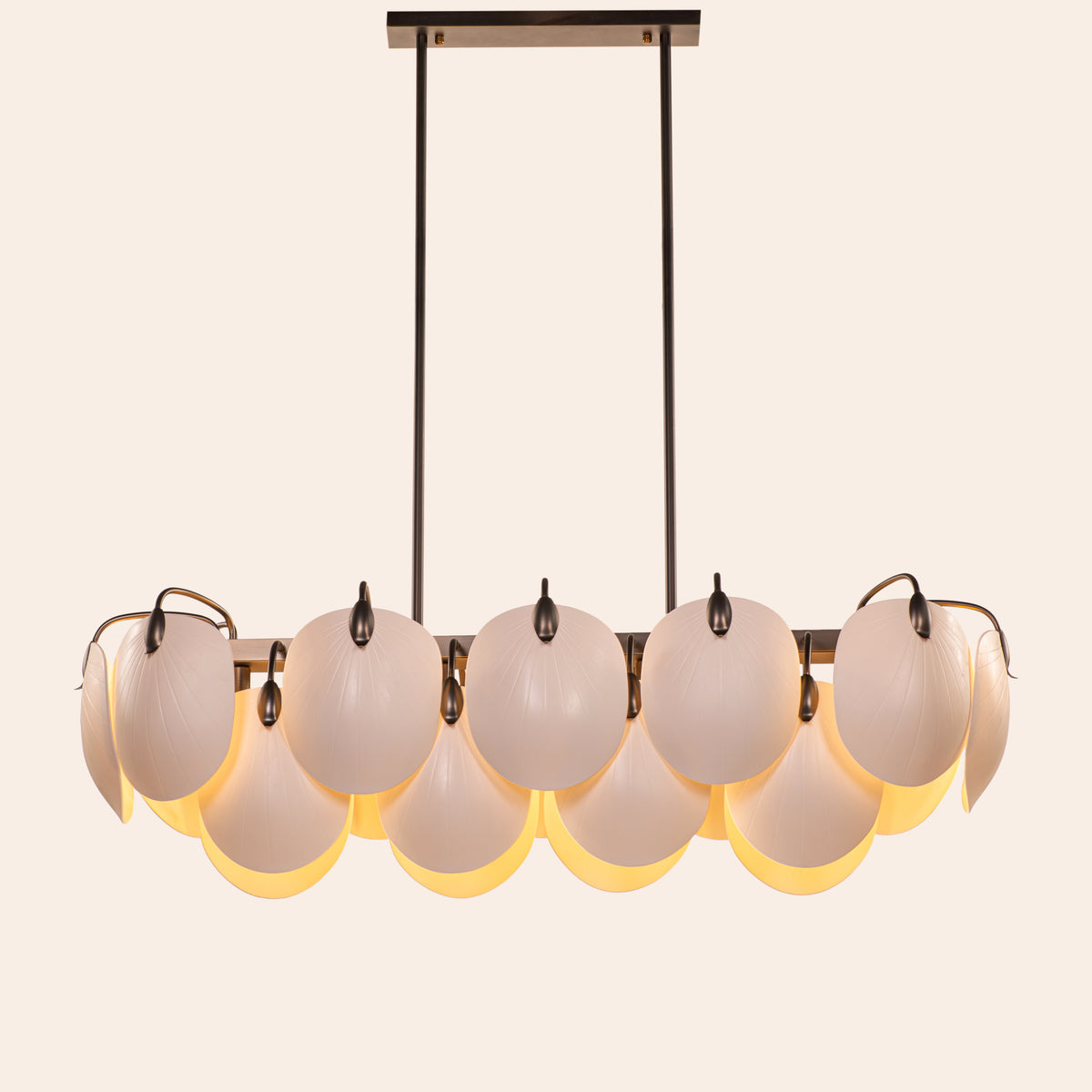 Petaline (Long, Brown, White) Ceramic Chandelier