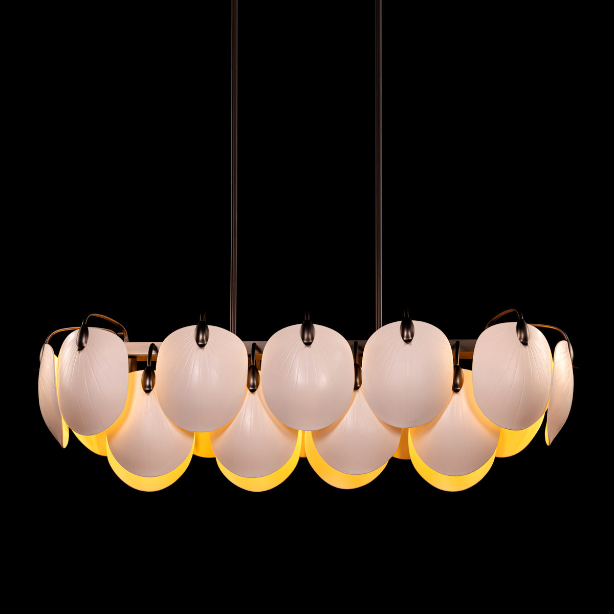 Petaline (Long, Brown, White) Ceramic Chandelier