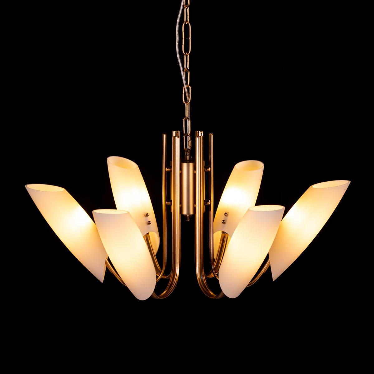 Silvana (Gold, White) Frosted Glass  Chandelier