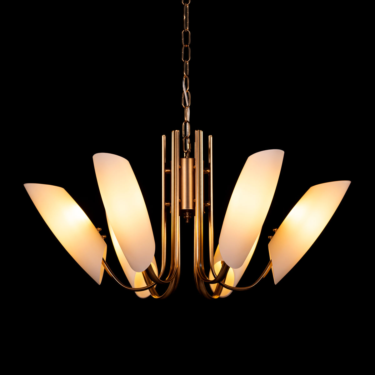 Silvana (Gold, White) Frosted Glass  Chandelier