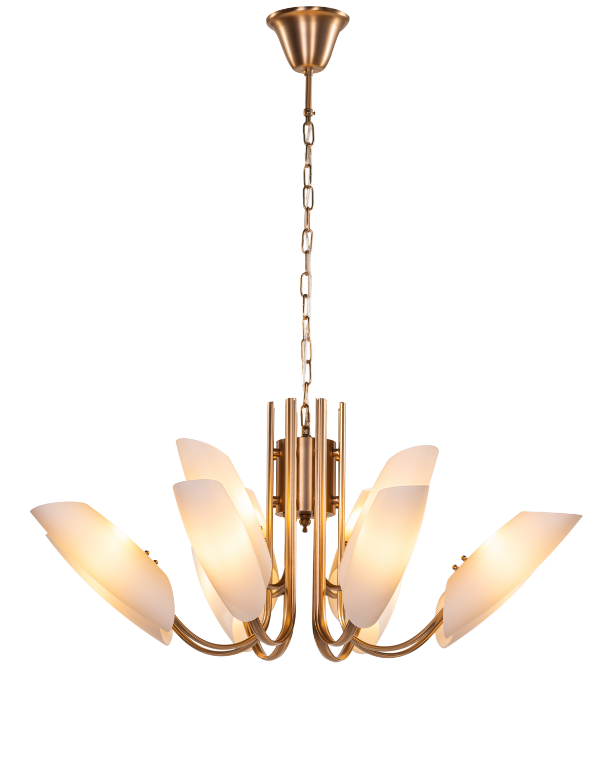 Silvana (Large,  Gold & White) Frosted Glass Chandelier