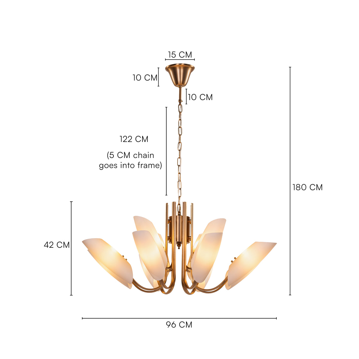 Silvana (Large,  Gold & White) Frosted Glass Chandelier