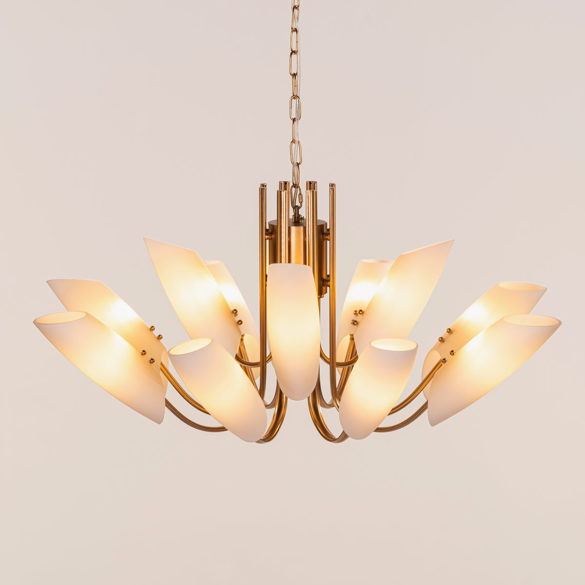 Silvana (Large,  Gold & White) Frosted Glass Chandelier