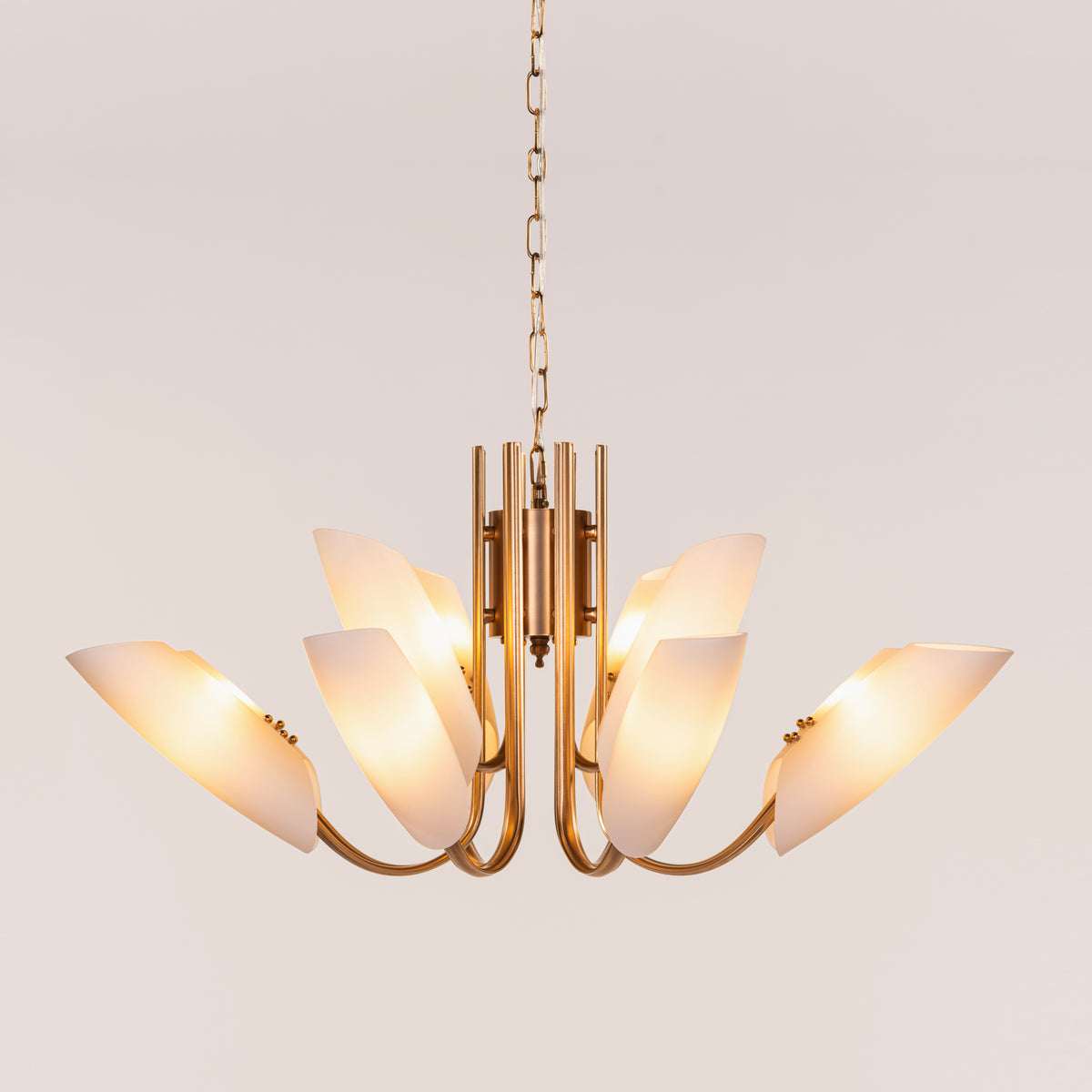 Silvana (Large,  Gold & White) Frosted Glass Chandelier