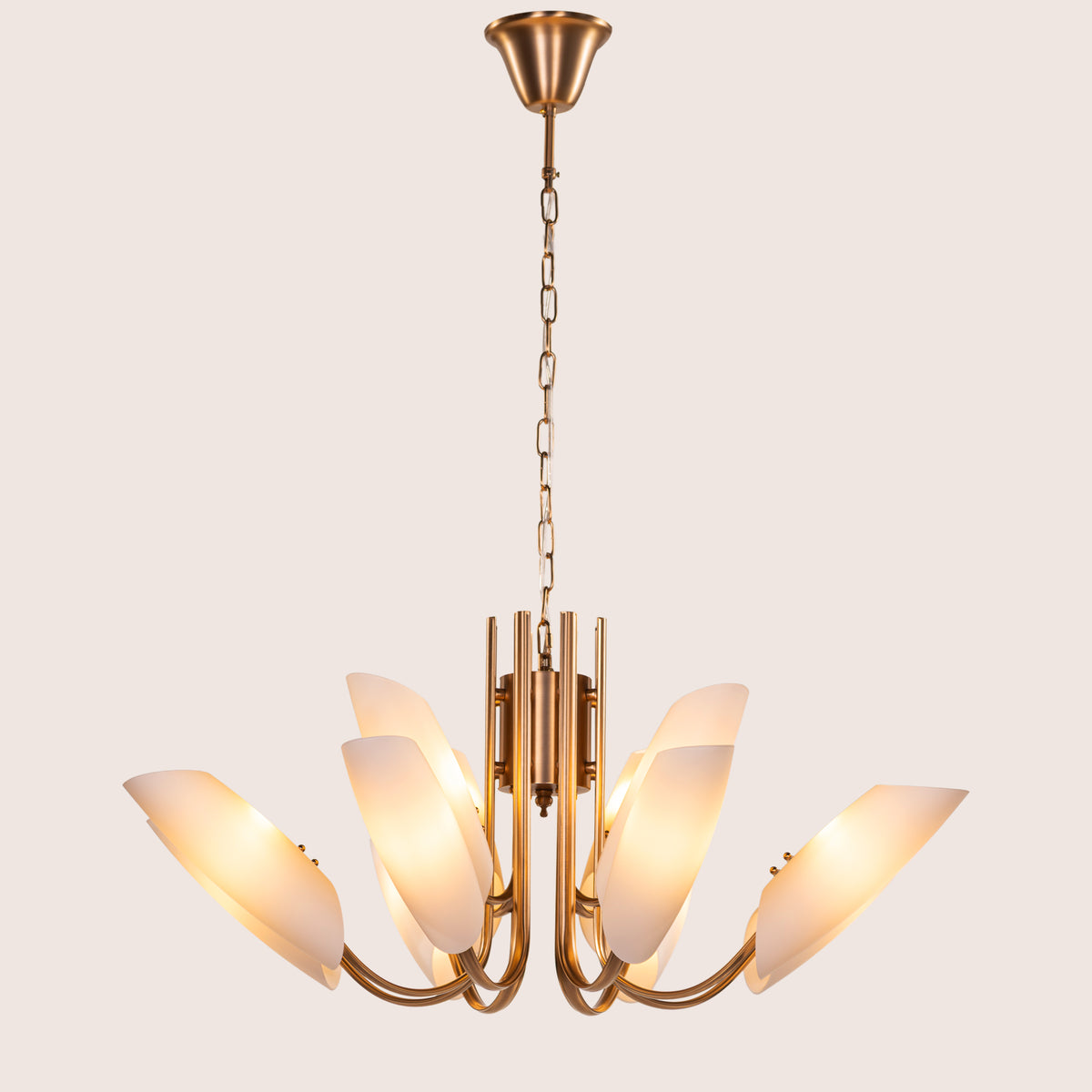Silvana (Large,  Gold & White) Frosted Glass Chandelier