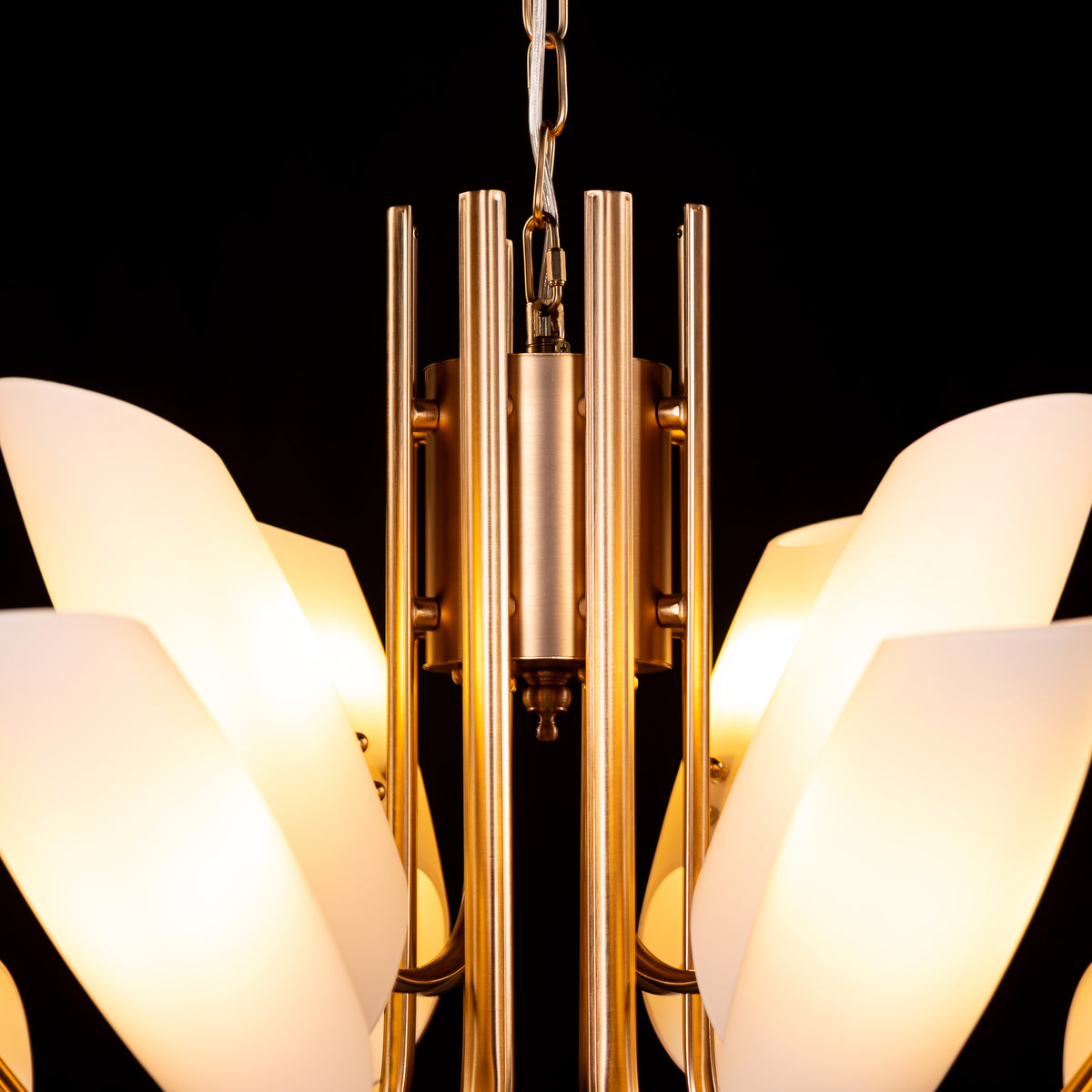 Silvana (Large,  Gold & White) Frosted Glass Chandelier