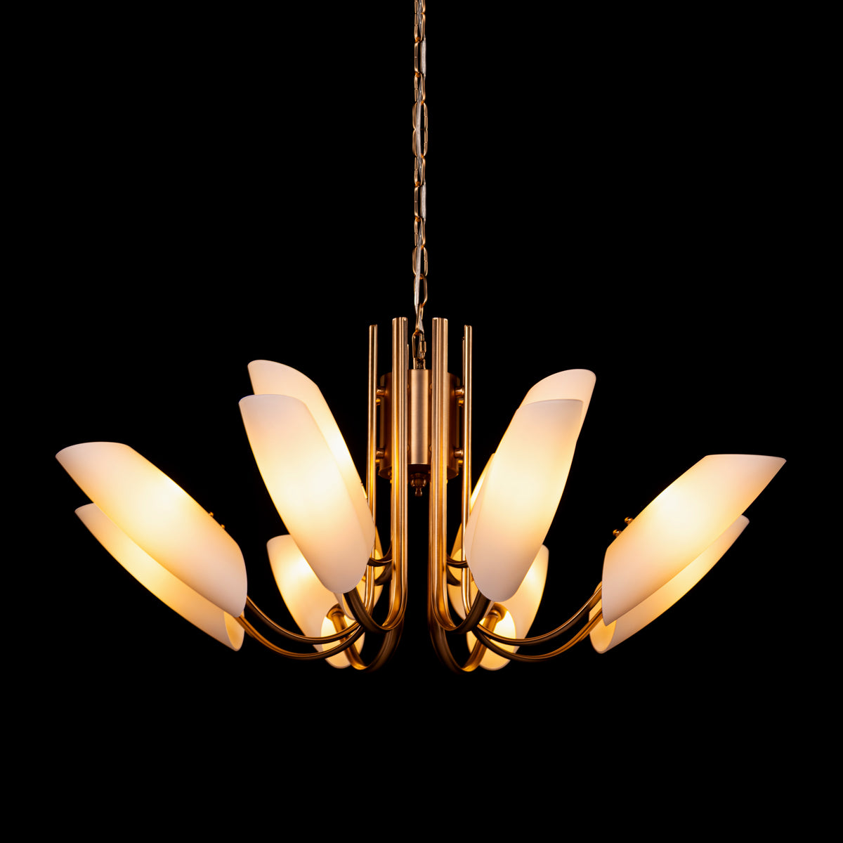 Silvana (Large,  Gold & White) Frosted Glass Chandelier