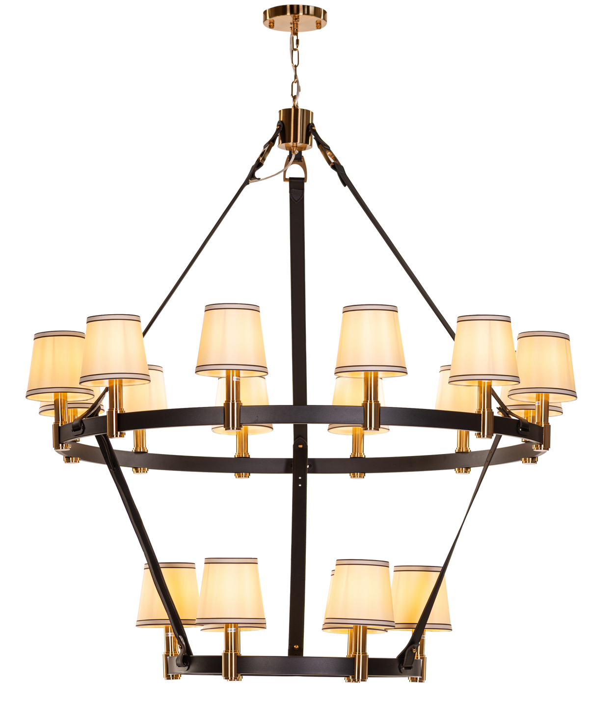 Ink & Ember (Black, Gold, White) Faux Leather Chandelier