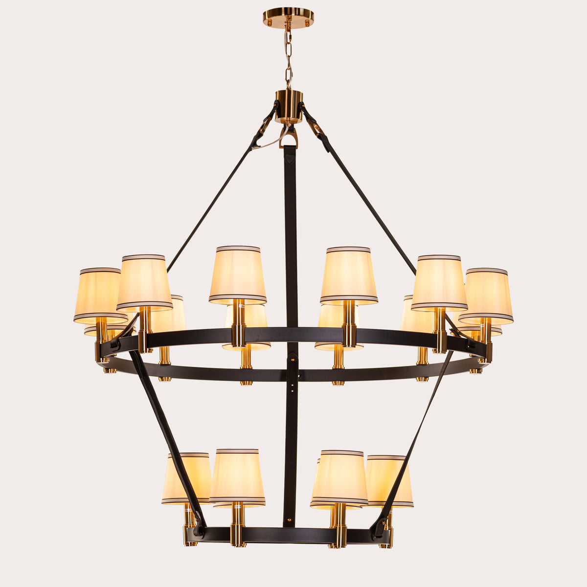 Ink & Ember (Black, Gold, White) Faux Leather Chandelier