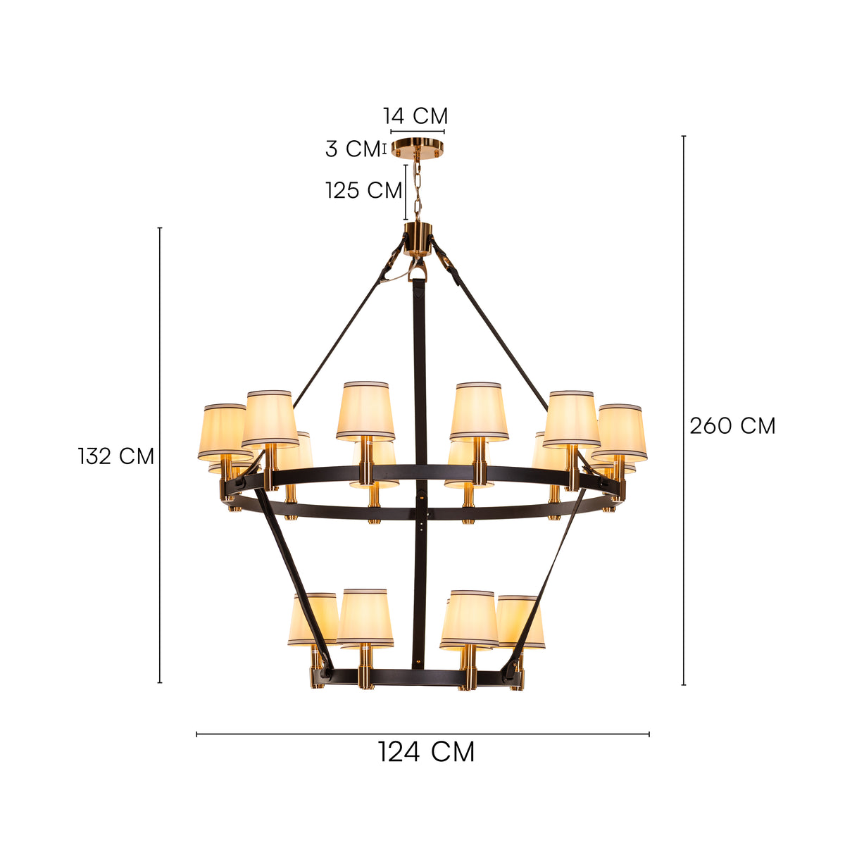 Ink & Ember (Black, Gold, White) Faux Leather Chandelier