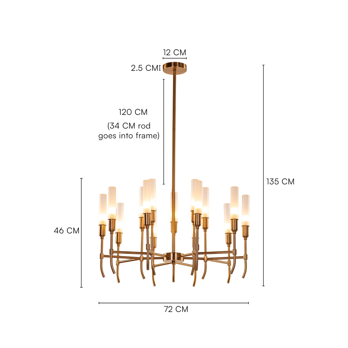 Cavendish (Round, Gold) Frosted Glass Chandelier