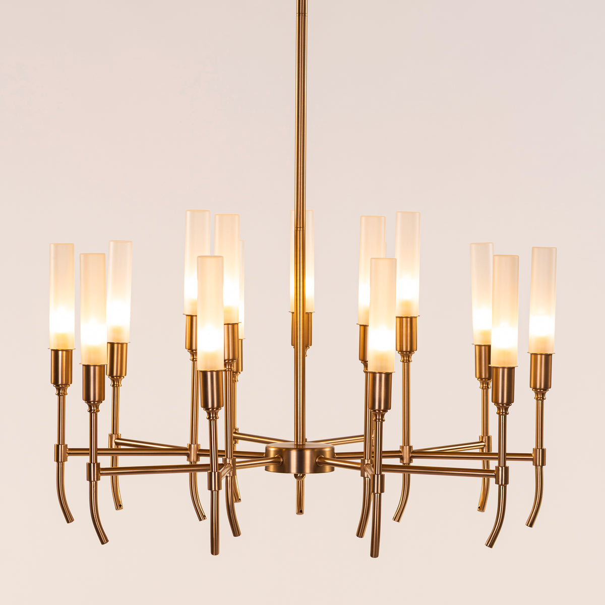 Cavendish (Round, Gold) Frosted Glass Chandelier