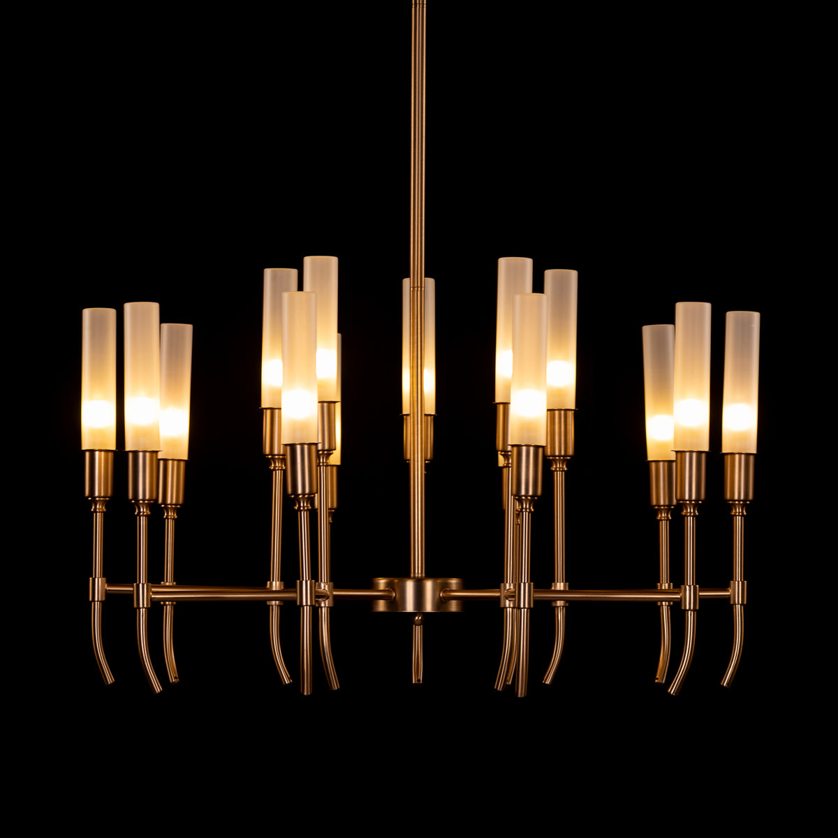 Cavendish (Round, Gold) Frosted Glass Chandelier