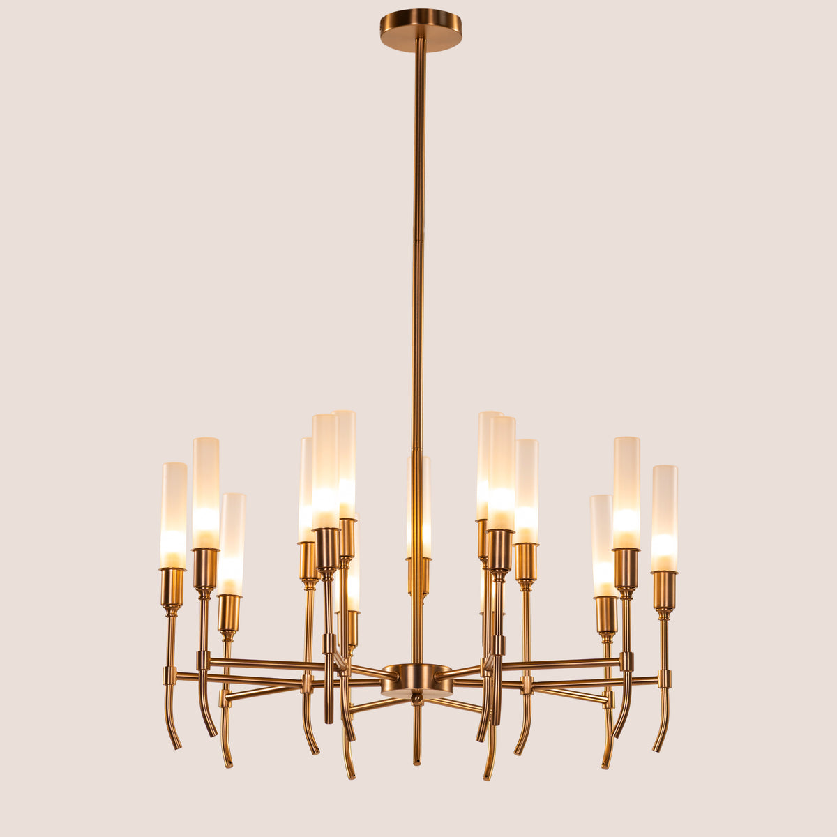 Cavendish (Round, Gold) Frosted Glass Chandelier