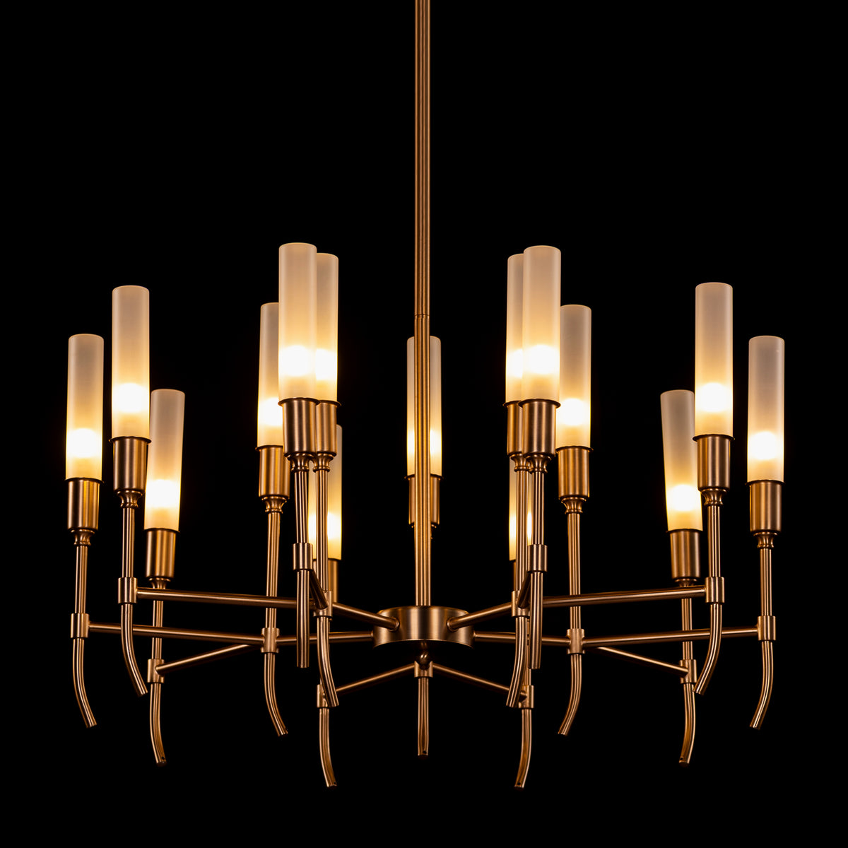Cavendish (Round, Gold) Frosted Glass Chandelier